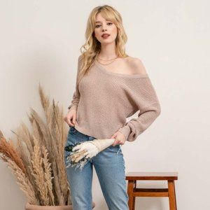 Large Long Sleeve oversized Mocha Knitted Top